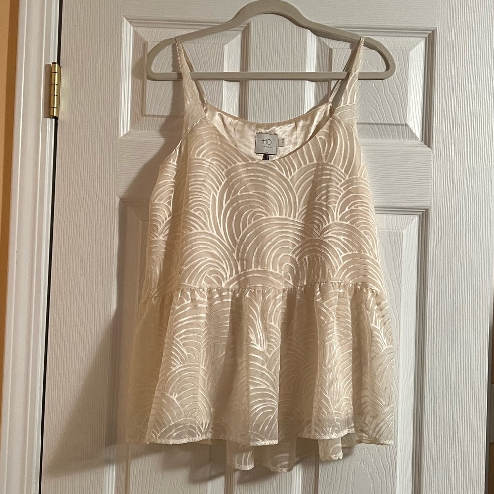 Anthropologie HD in Paris Ivory Peplum Tank S